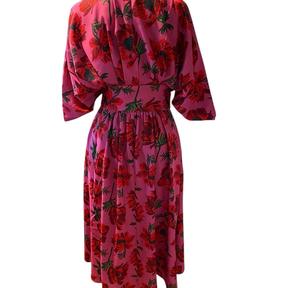 Alexia Admor Pink Floral Midi Dress with Red Blooms - Picture 6 of 9